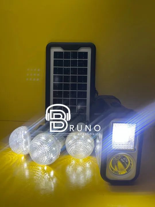 Kit Iluminação Solar com 3 Lâmpadas LED e Painel Solar