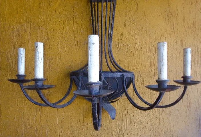 Antigo lustre luminária Parede Ferro forget estilo medieval para parede cinco braços * - Foto 3