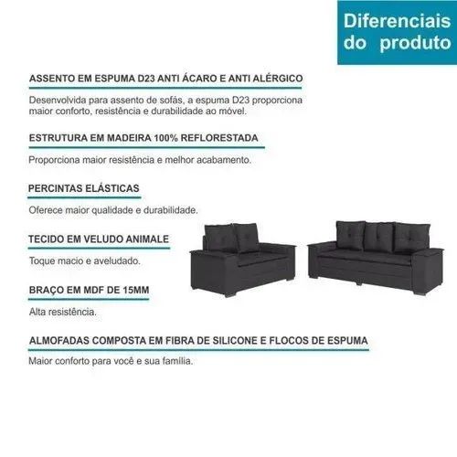 (Novidade) Sofá 2 e 3 lugares Barcelos Cinza - Foto 2