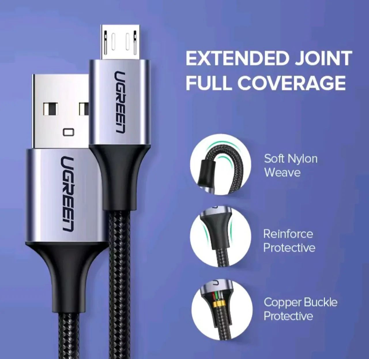 Cabo Micro USB UGREEN 2.4A - Carregamento Rápido e Confiável - Foto 4