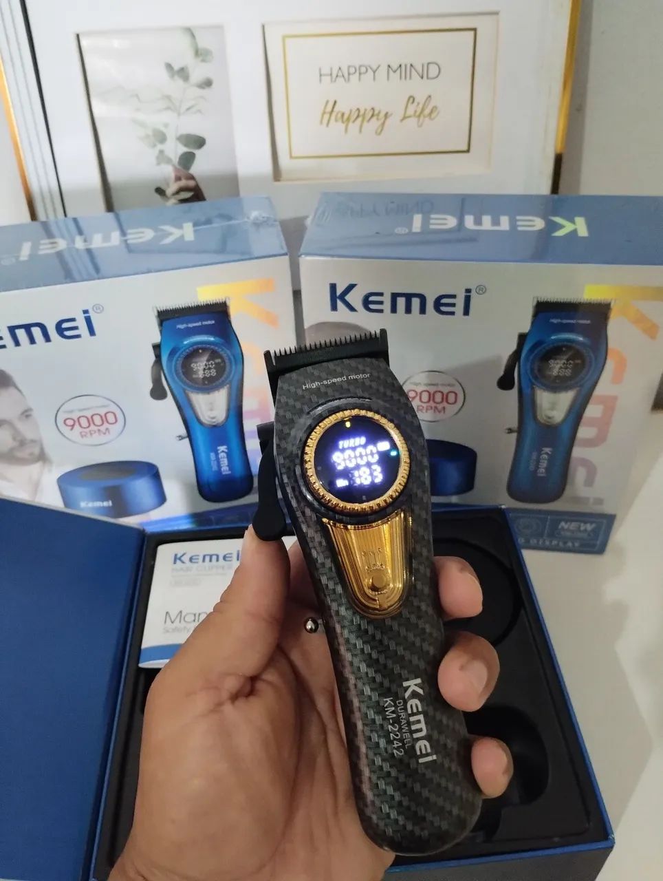 Máquina de cortar cabelo Kemei KM-2242 rpm 9 mil lâmina DLC  - Foto 2