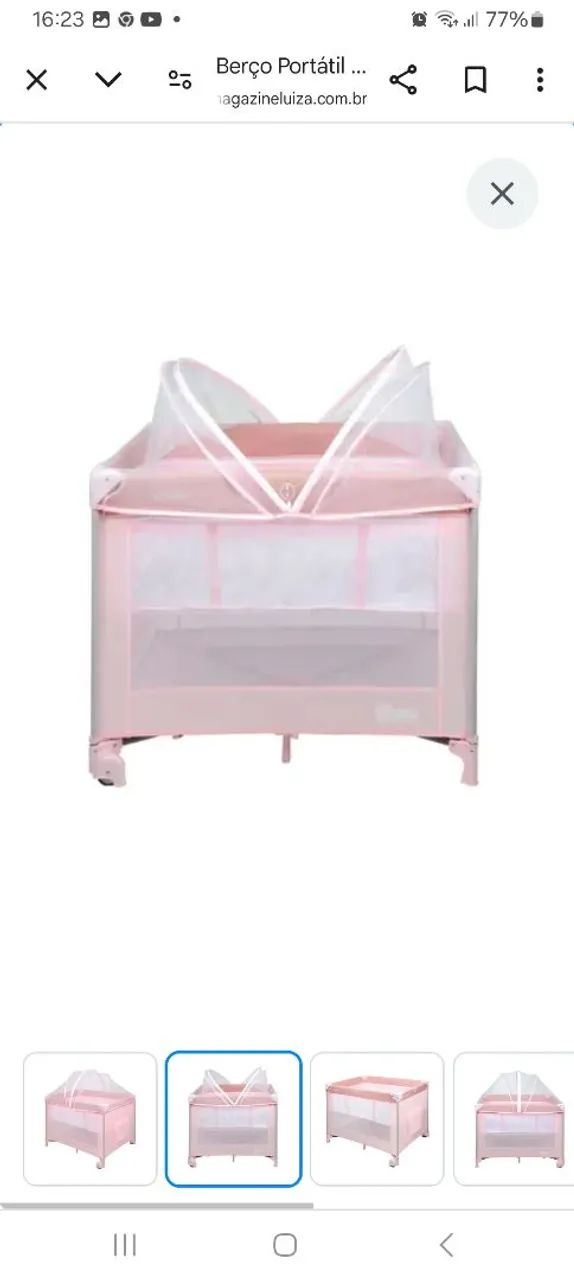 Berço Portátil Rosa para Bebê - Foto 5