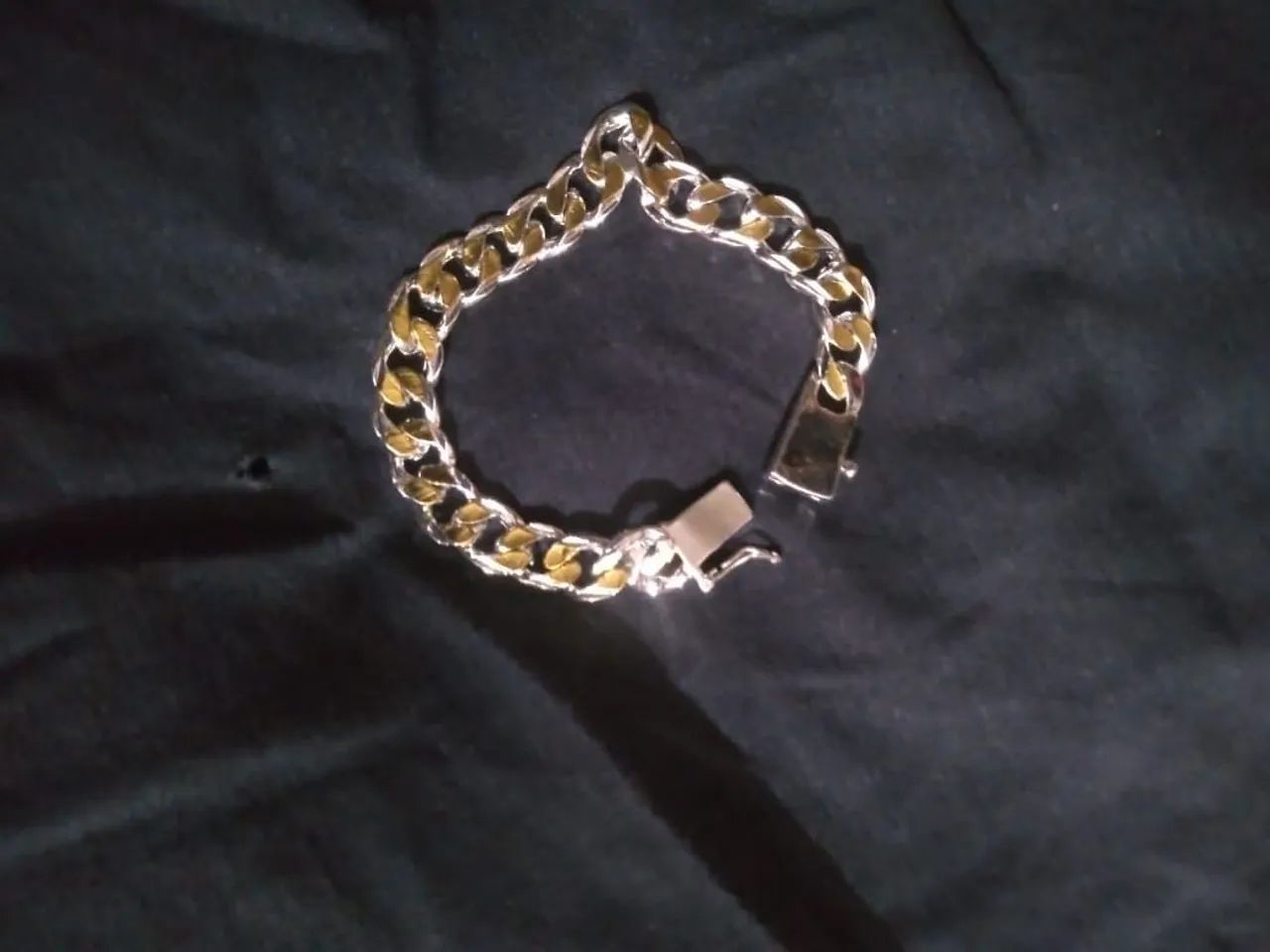 Pulseira masculina prateada esterlina S925 com dourada*nova*!