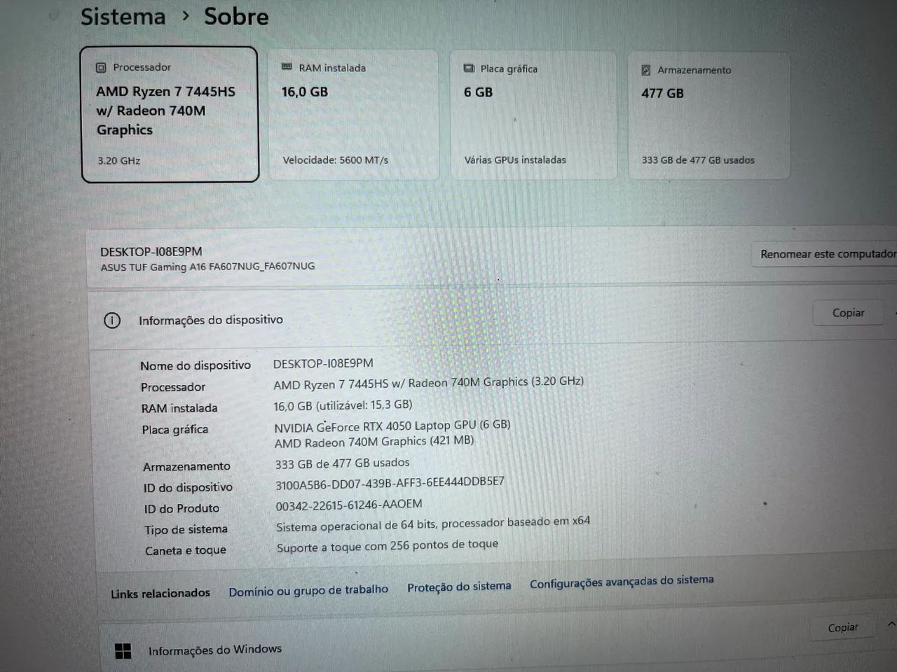Notbook ASUS TUF A16 RTX 4050 - Foto 3