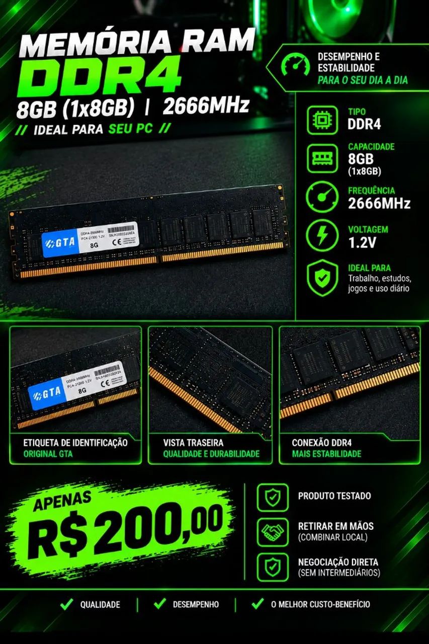 MEMÓRIA RAM DDR4 8GB 