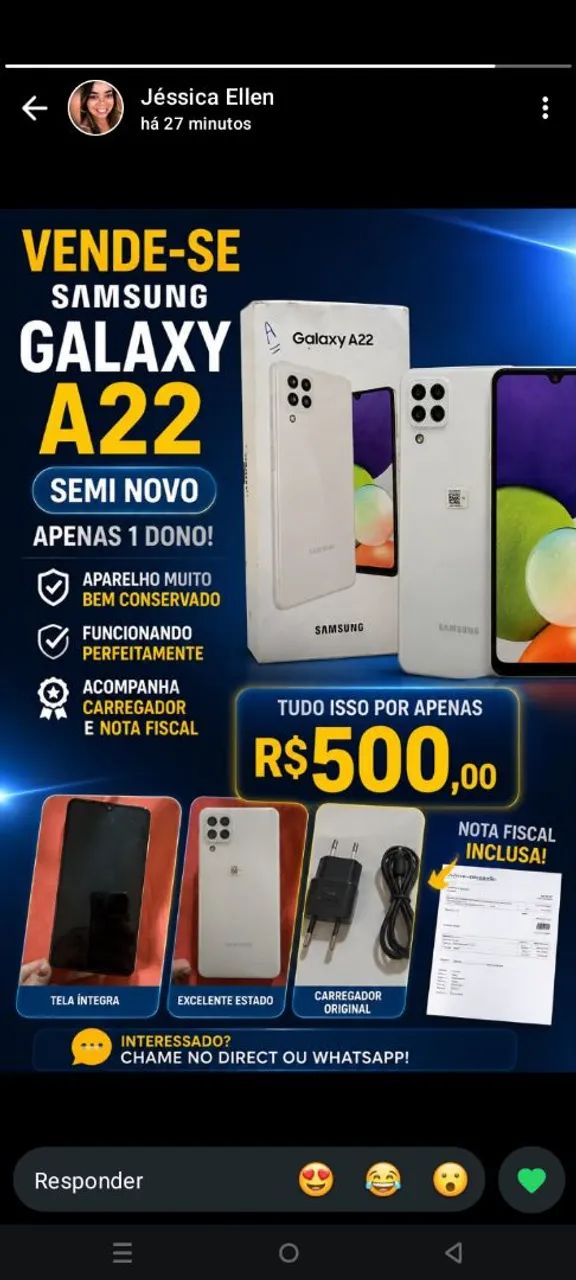 Celular Samsung e carregador portátil 