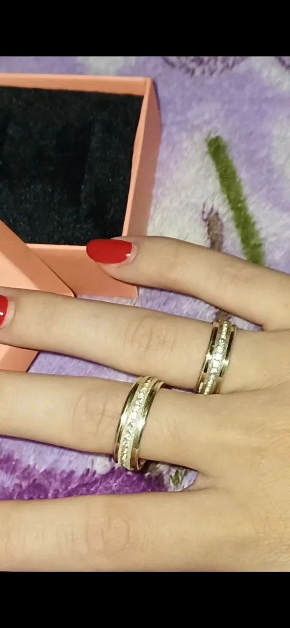 Alianças de prata com fio de ouro - Foto 3