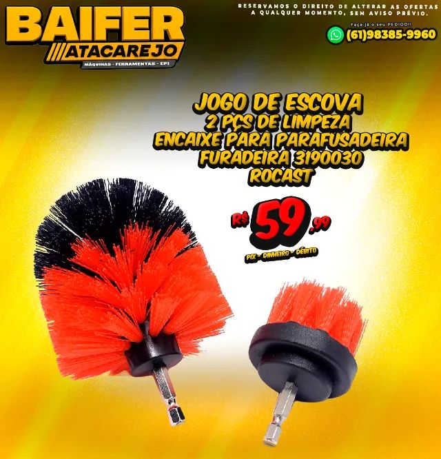 Jogo de Escova 2 Pçs de Limpeza Encaixe Para Parafusadeira Furadeira 3190030 Rocast