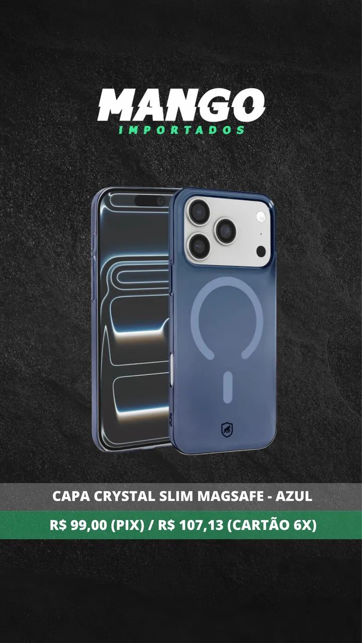 Capa Crystal Slim MagSafe Azul para iPhone 17 Pro Max  - Foto 2