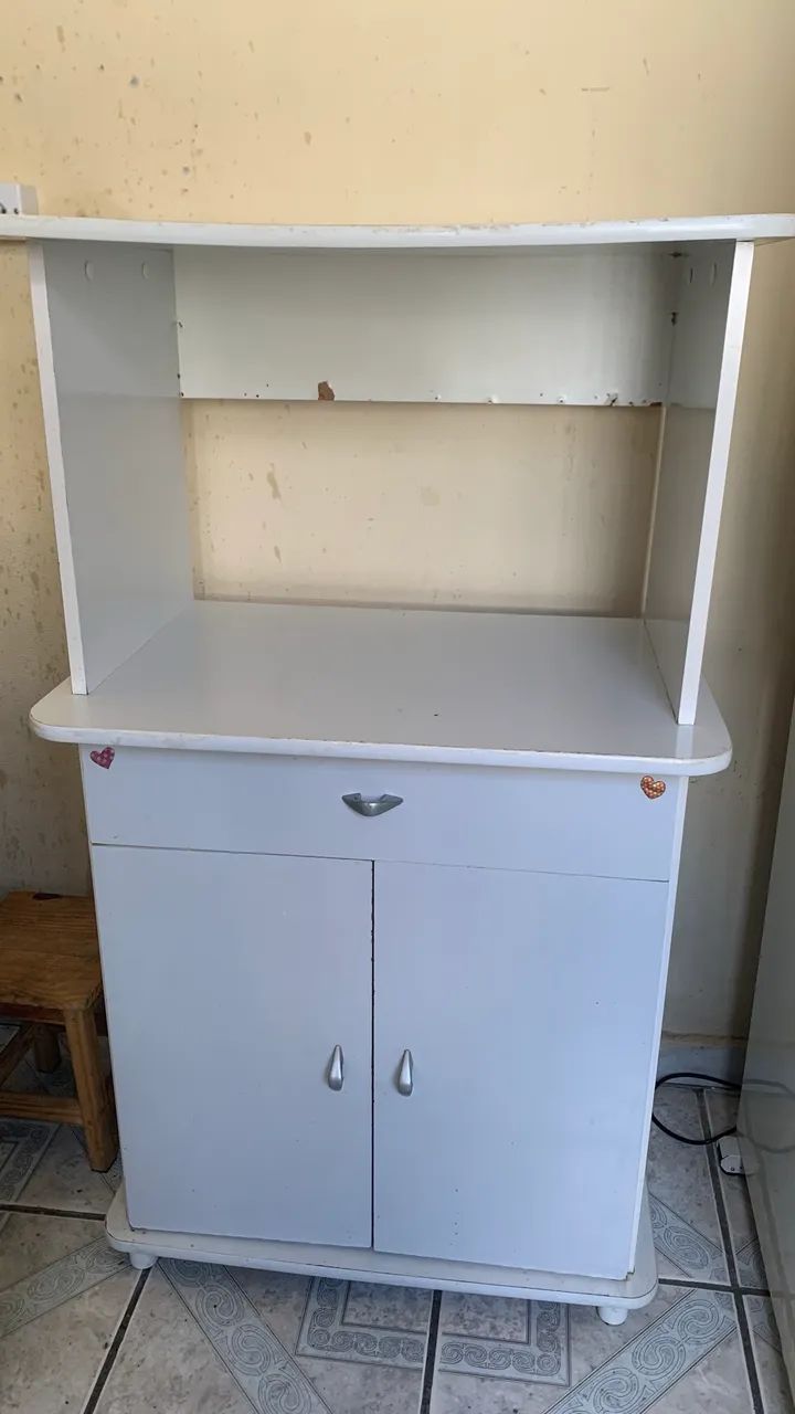 Armário de Cozinha Branco com Gaveta e 2 Portas 
