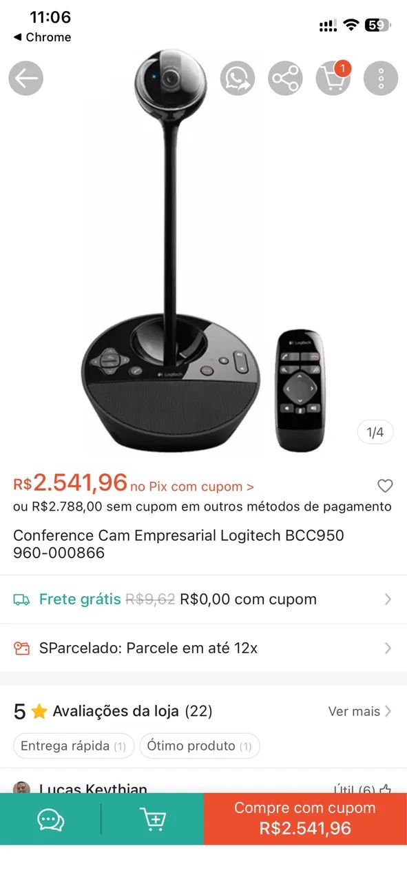 Web cam logitech profissional com autofalante