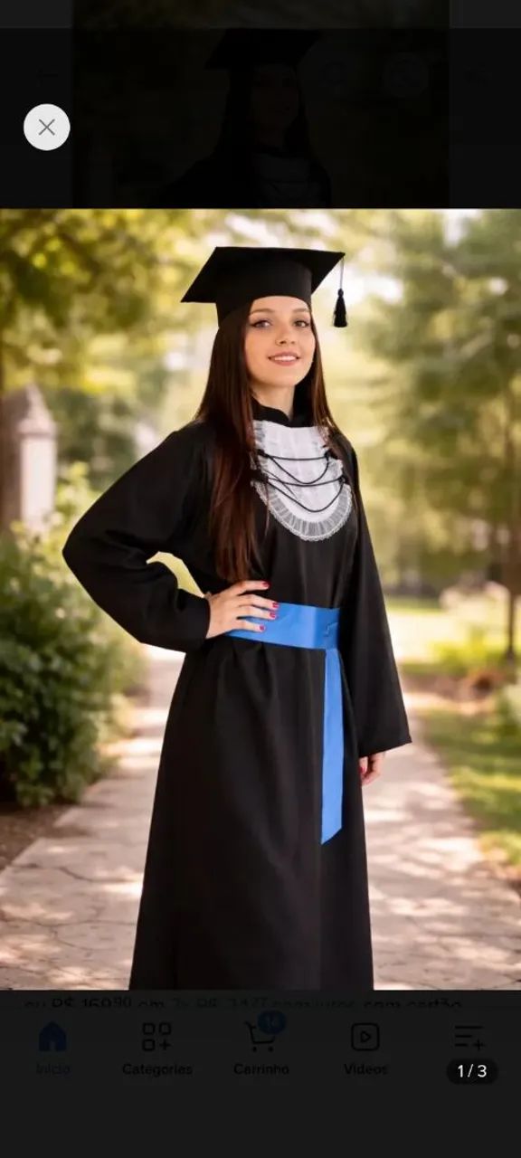 Beca formatura azul tamanhos PP, P, M, G,  e GG