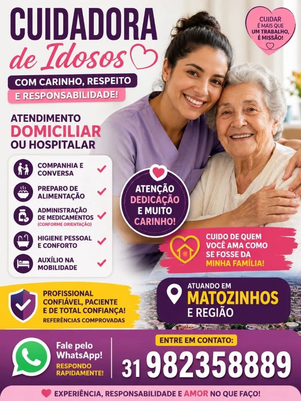 Cuidadora de Idosos em Matozinhos e região 