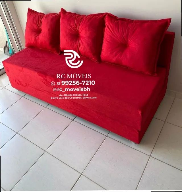 Sofá Cama Bicama 1,70m Suede D33 Compacto e Funcional - Foto 3