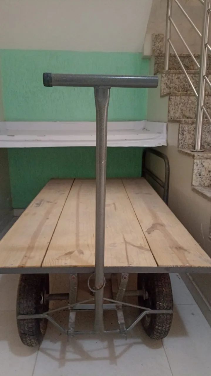 Carro Plataforma De Madeira Até 600 Kg Com 1 Aba Removível