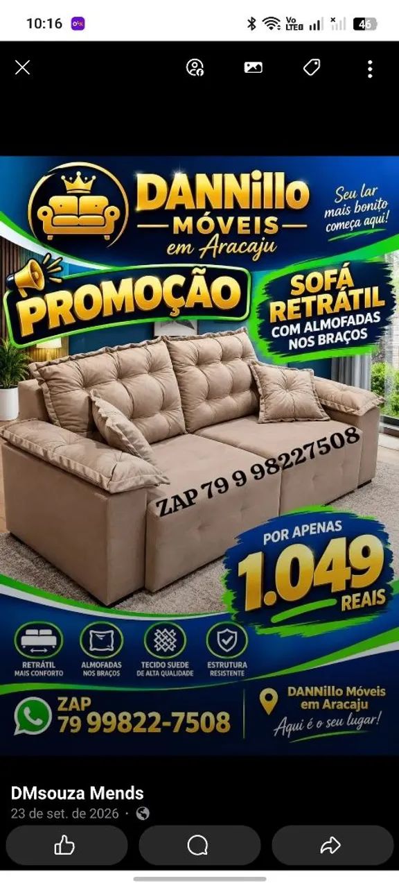 Retrátil e reclinável de luxo no linho 2.40m - Foto 2
