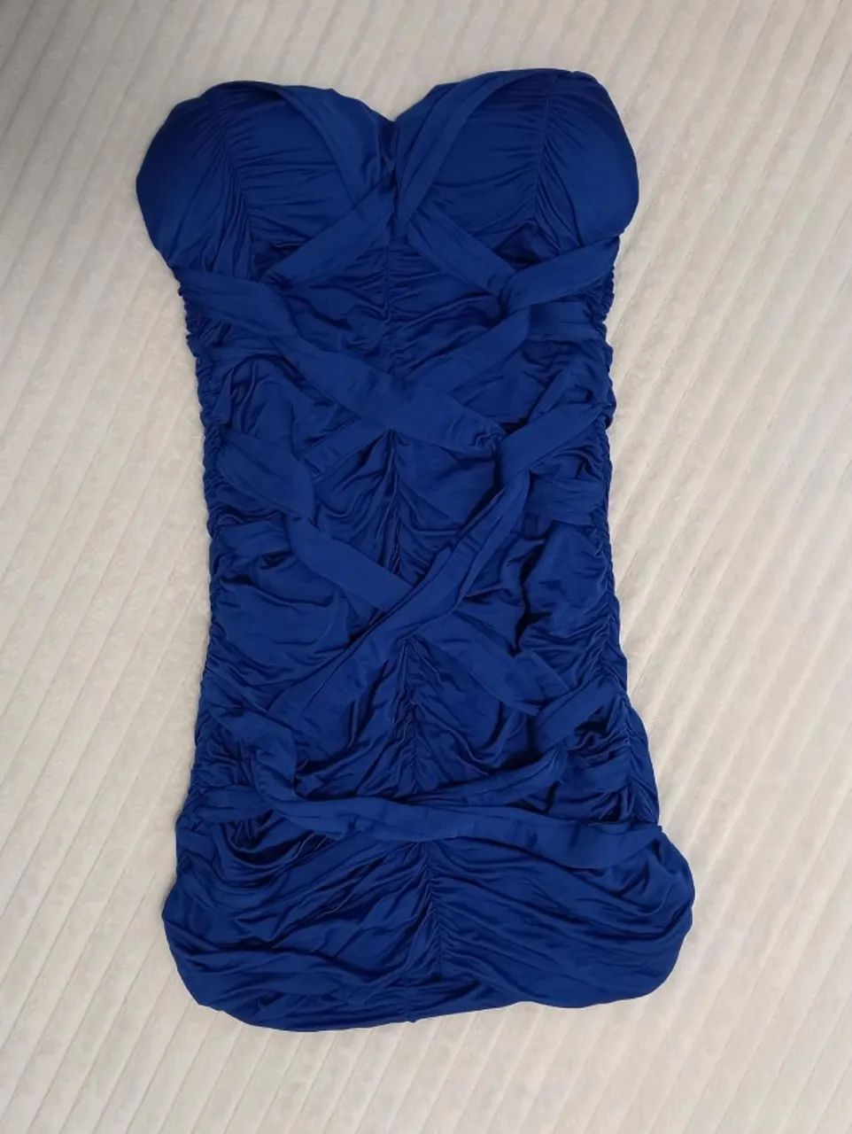 Vestido Tomara Que Caia - Azul Royal Drapeado / Tam. PP - Foto 4