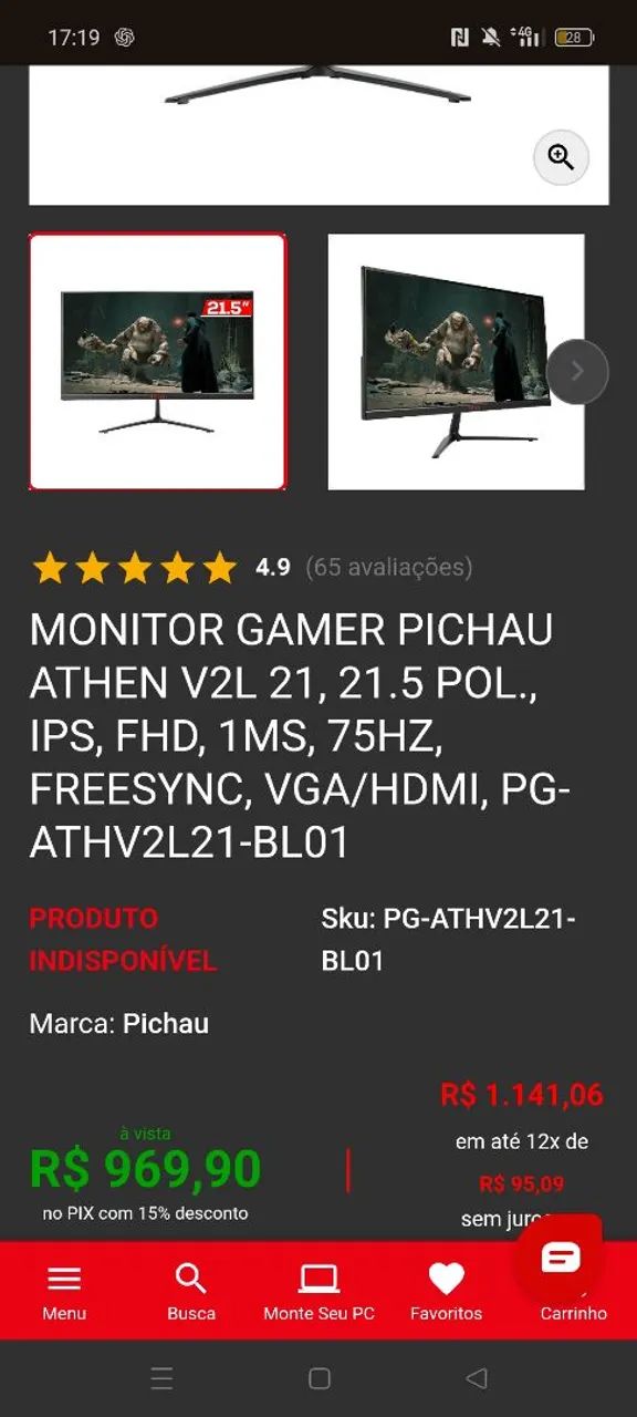 Monitor Gamer pichau 21.5 pol - Foto 3