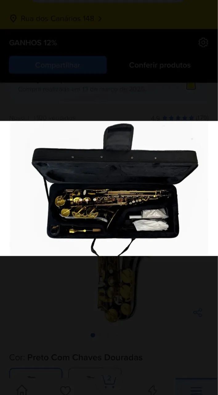 Saxofone Alto Halk Preto Curvo - Foto 2