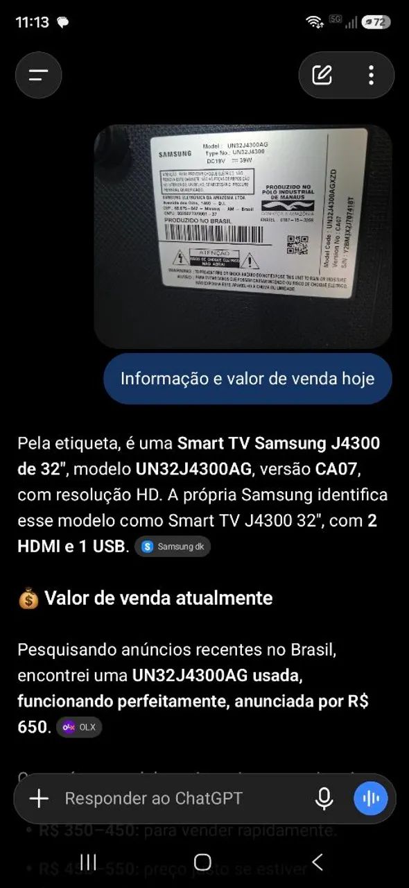 Smart TV Samsung J4300 de 32" - Foto 4