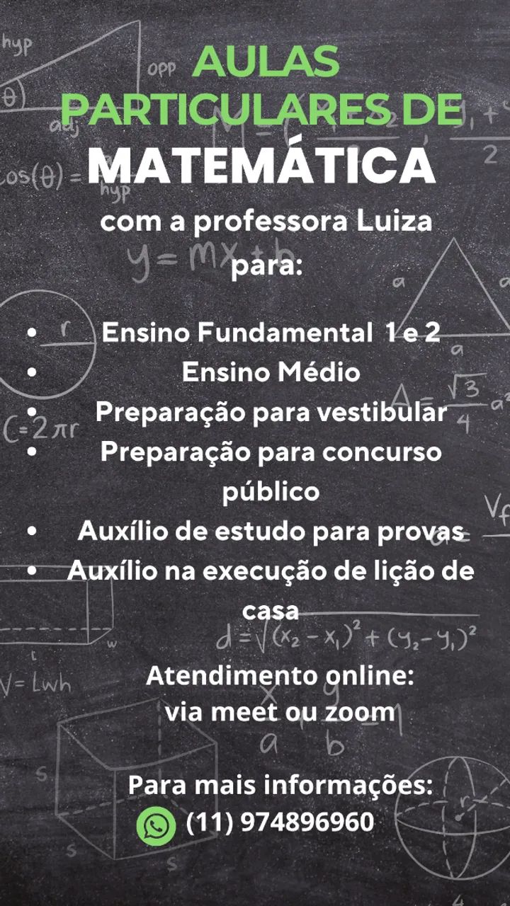 Aulas paticulares de Matemática 