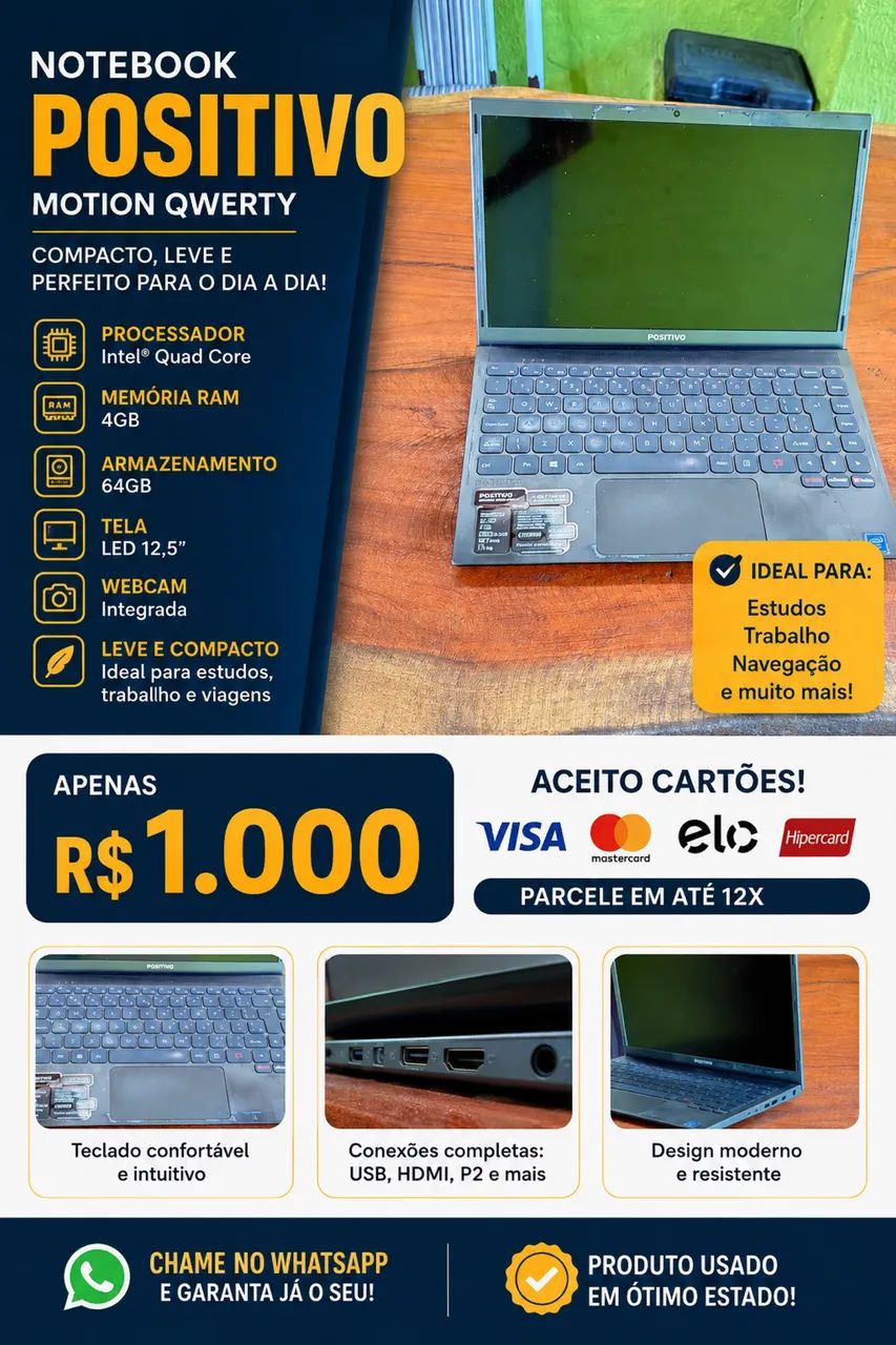 NOTEBOOK POSITIVO MOTION QWERTY À VENDA!  - Foto 3