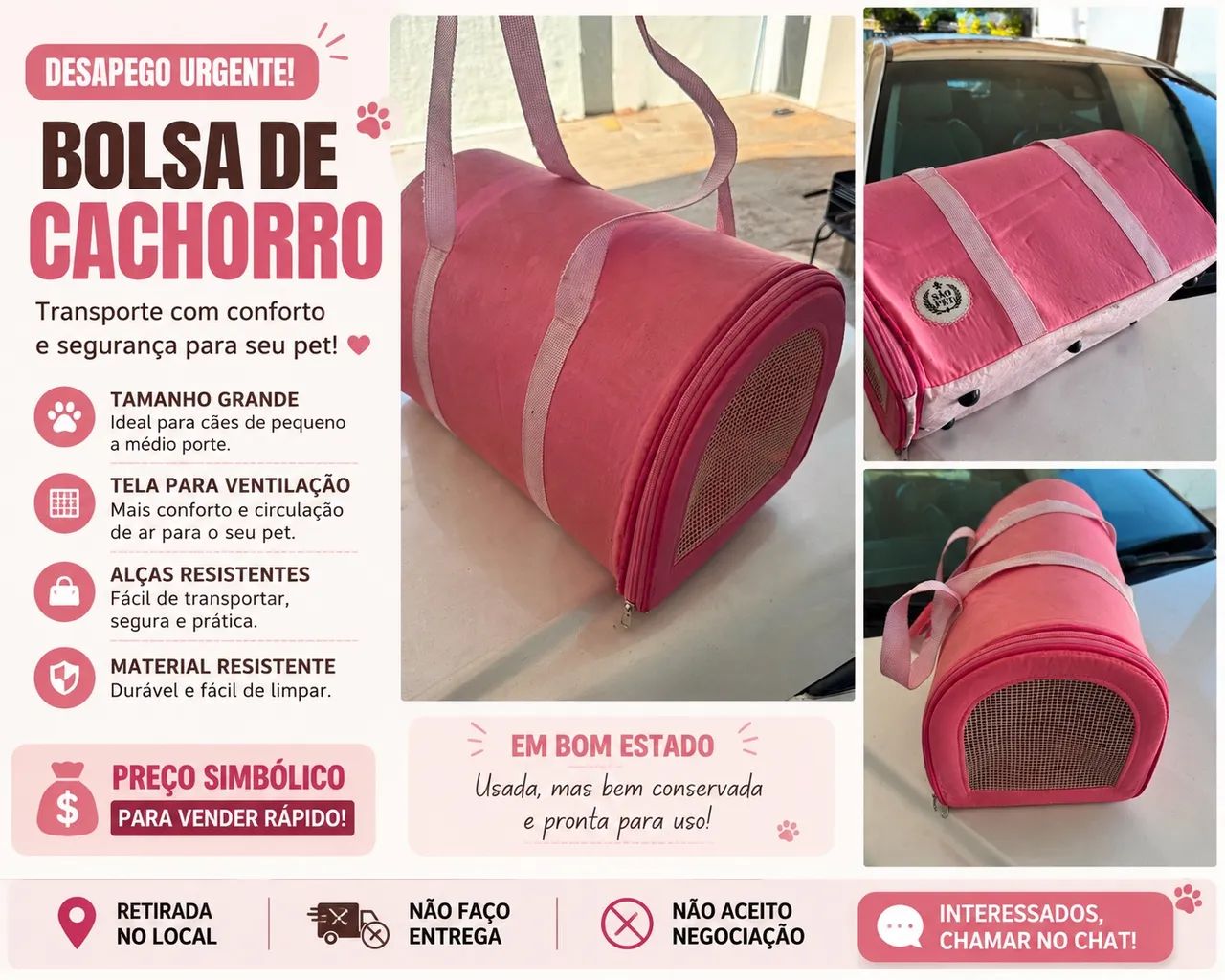 Bolsa de transportar cachorro 