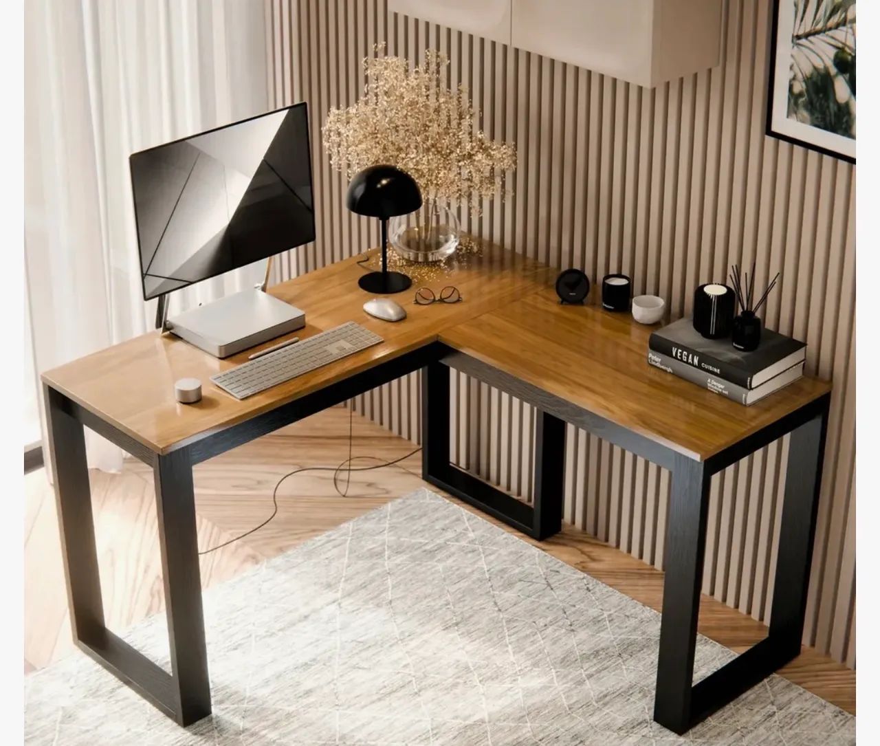 Mesa de Escritório em L 115x115 cm - Amadeirada - Foto 2