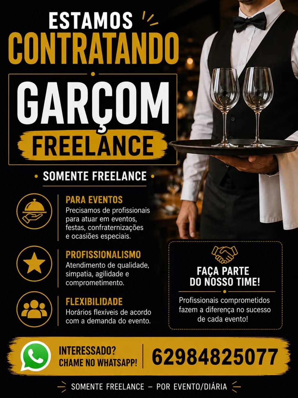     Estamos Contratando Garçom Freelancer!