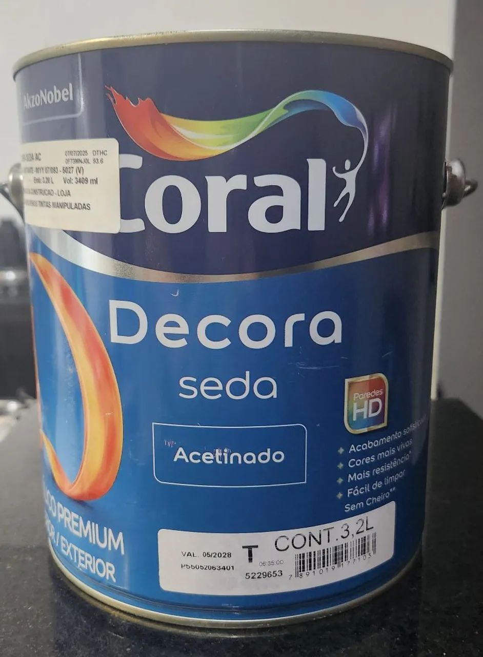 Tinda Coral Decora Seda Premium Acetinada 3,2 Litros - Cor Terra Distante - Manipulada