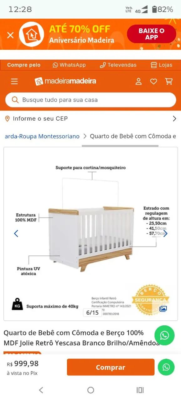 Vendo cômoda e berço 100% MDF - Foto 5