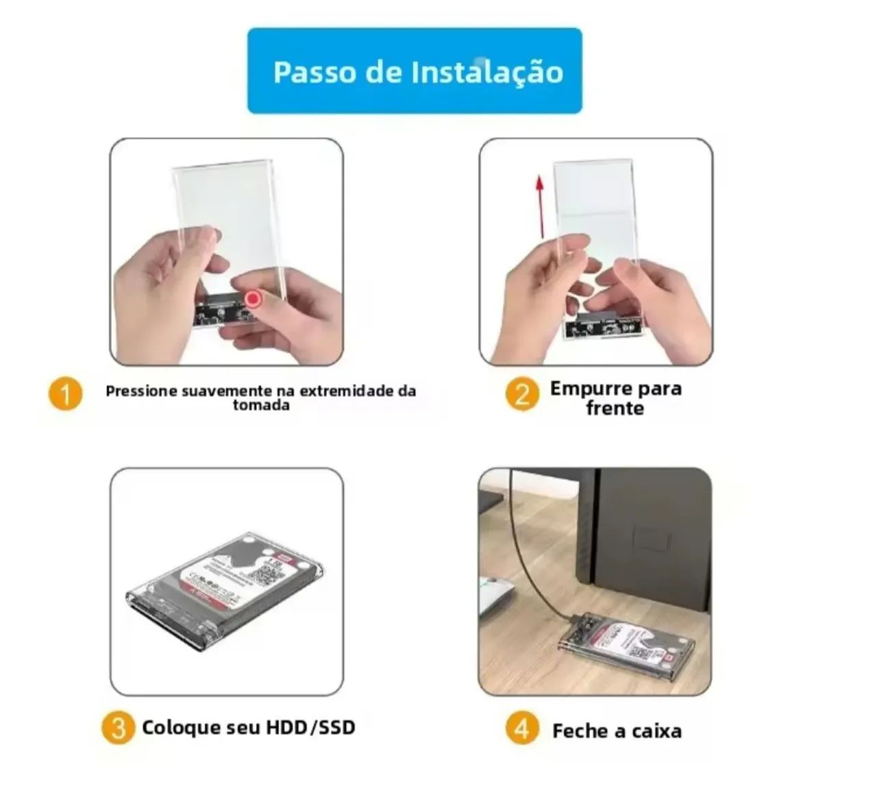 Case 3.0 HD externo USB Preto transparente 453824739289999364