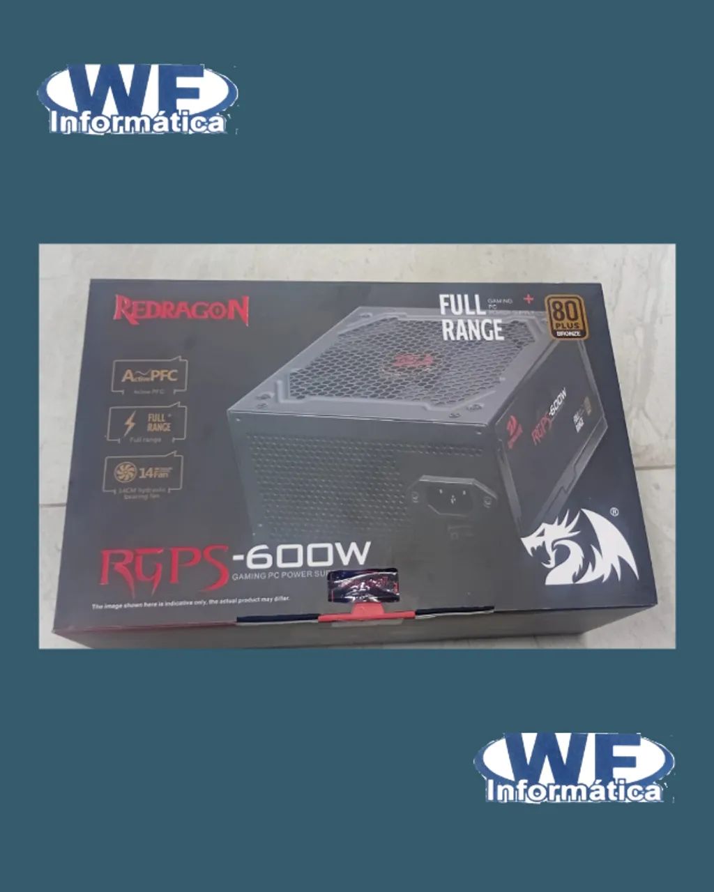FONTE ATX 600WATTS 80 PLUS BRONZE REDRAGON