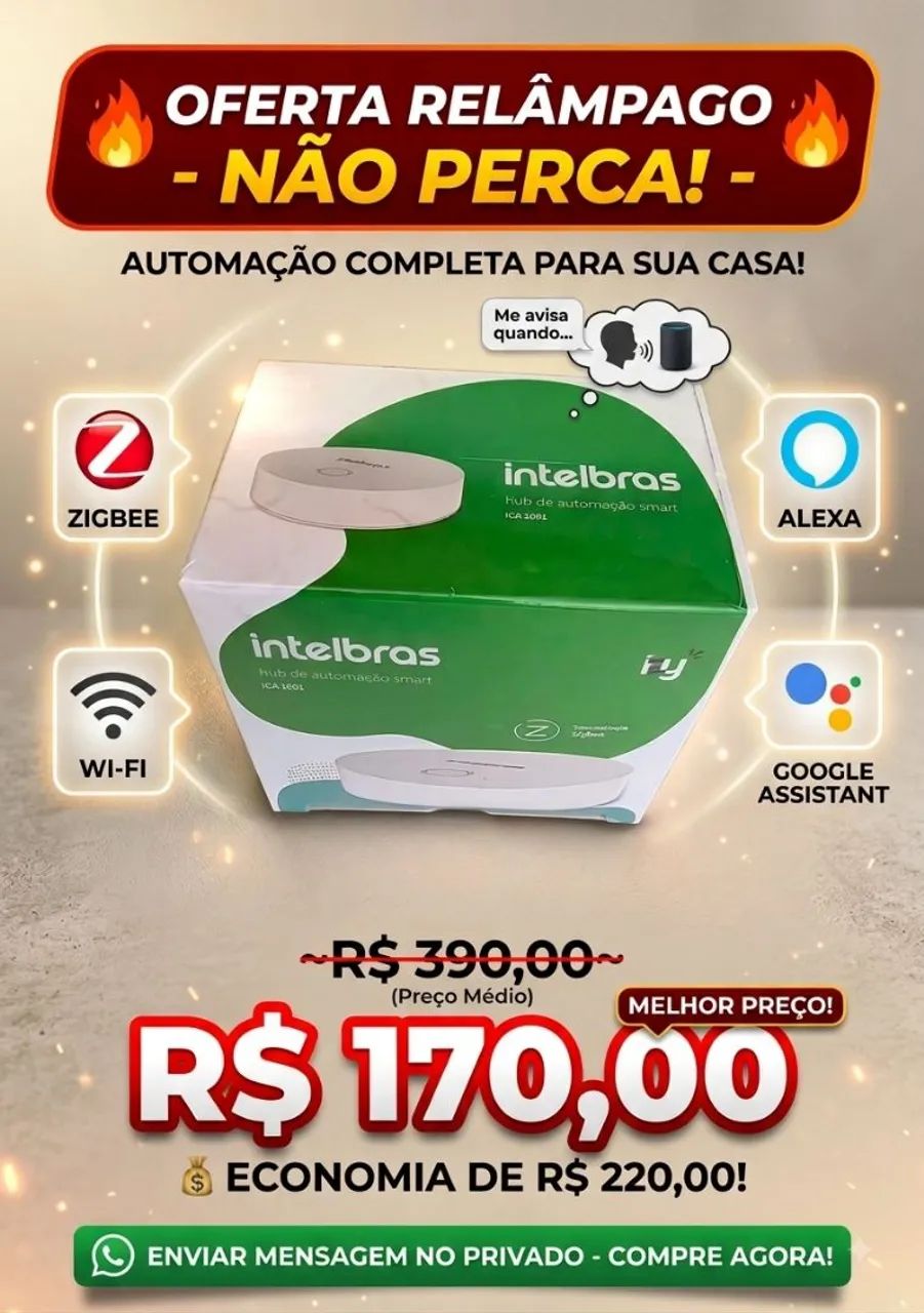 Central HUB Intelbras ICA 1001 ZigBee e WiFi, Alexa e Google Assistant