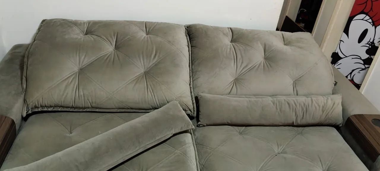 Sofá Retrátil 2,50x1,80 com molas ensacadas tecido suede estudo trocas - Foto 5