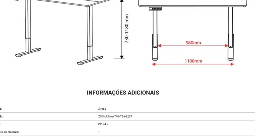 Mesa de Escritório Branca Com Regulagem de Altura  - Foto 2