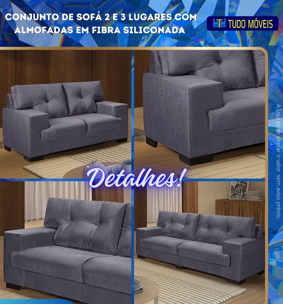 Conjunto de sofa de 2 e 3 lugares com almofadas de fibras de silicone - Foto 5