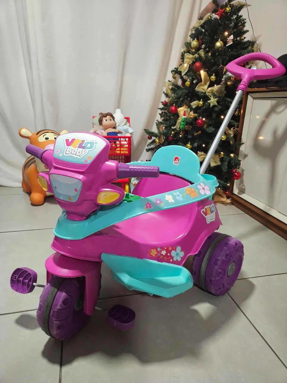 Triciclo Velobaby rosa Bandeirante