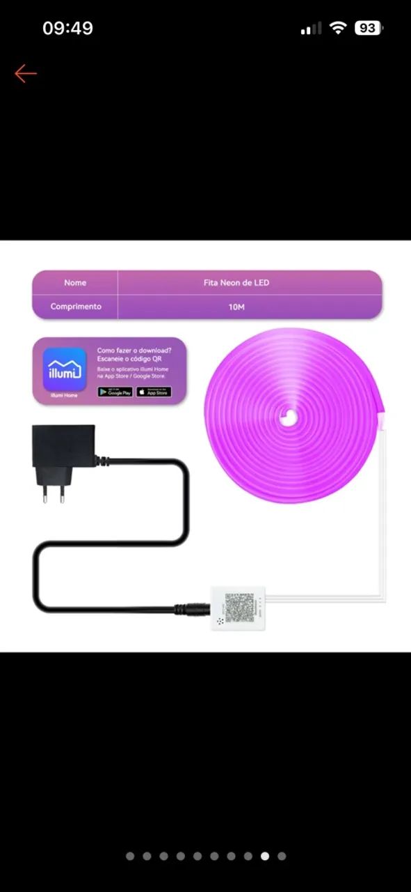 Fio led neon 10 metros NOVA