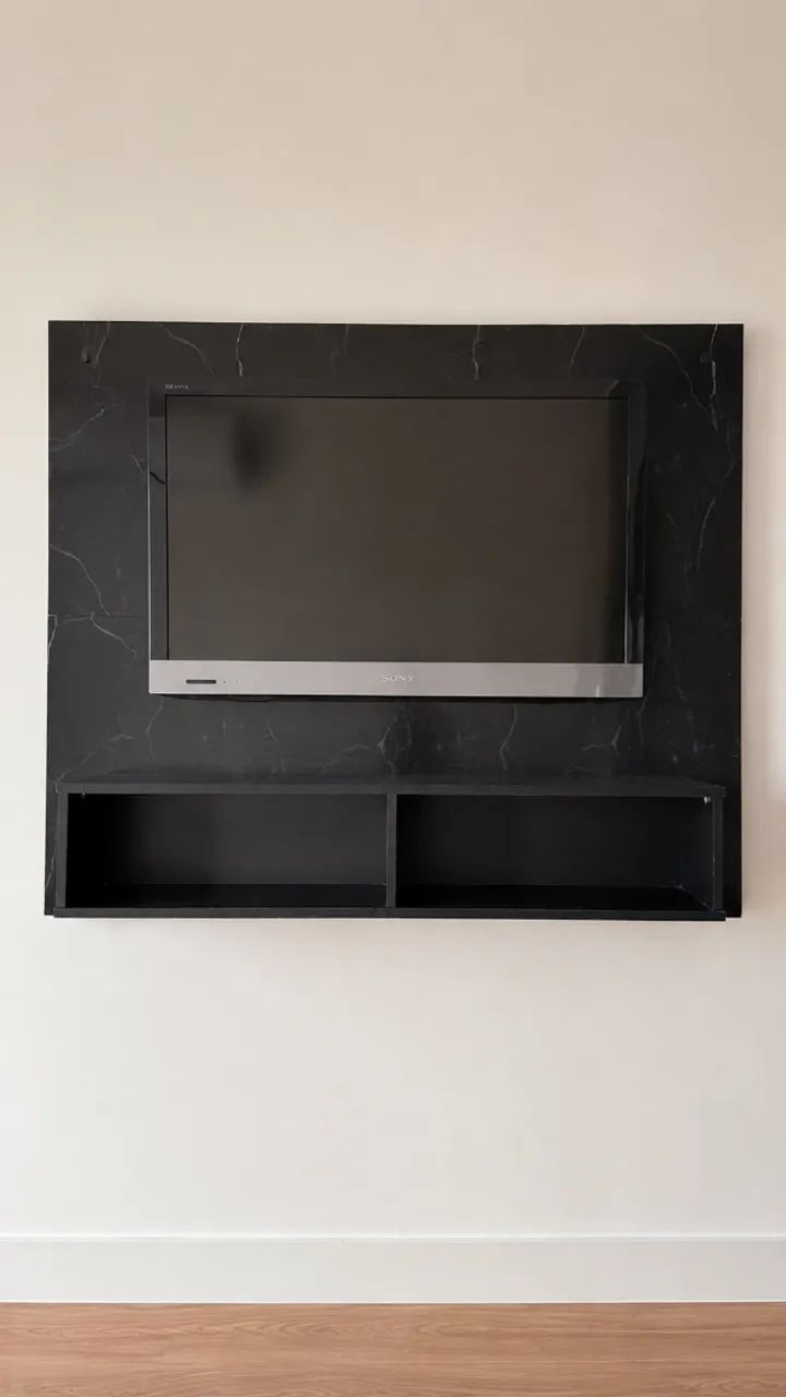 Painel para TV até 48 polegadas - Navi Bechara - Preto Marmorizado