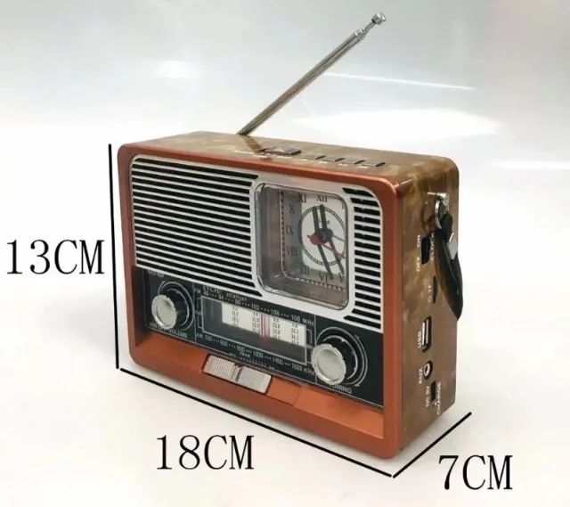 Rádio Retrô com Bluetooth, Relógio e Antena - Foto 2