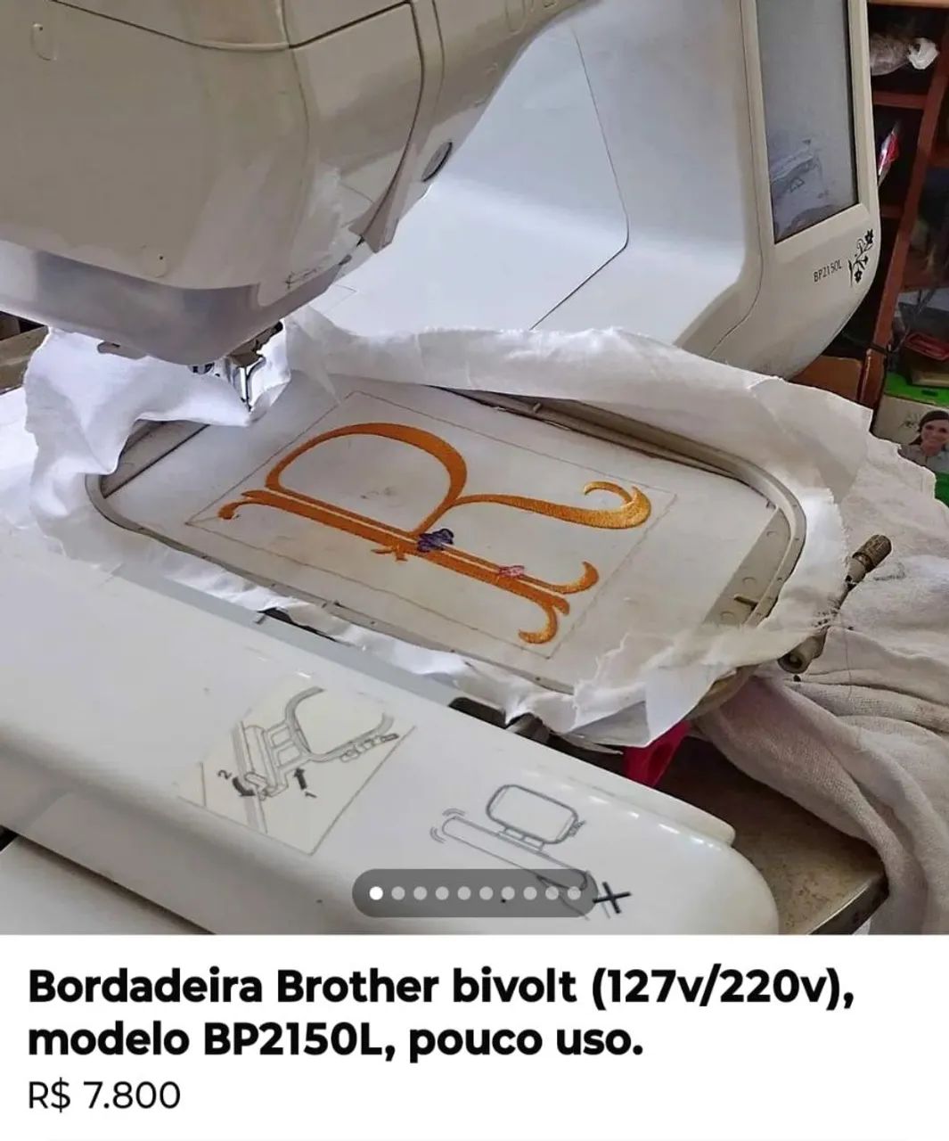 Bordadeira Brother BP2150L, bivolt, em bom estado. Pouco uso. 