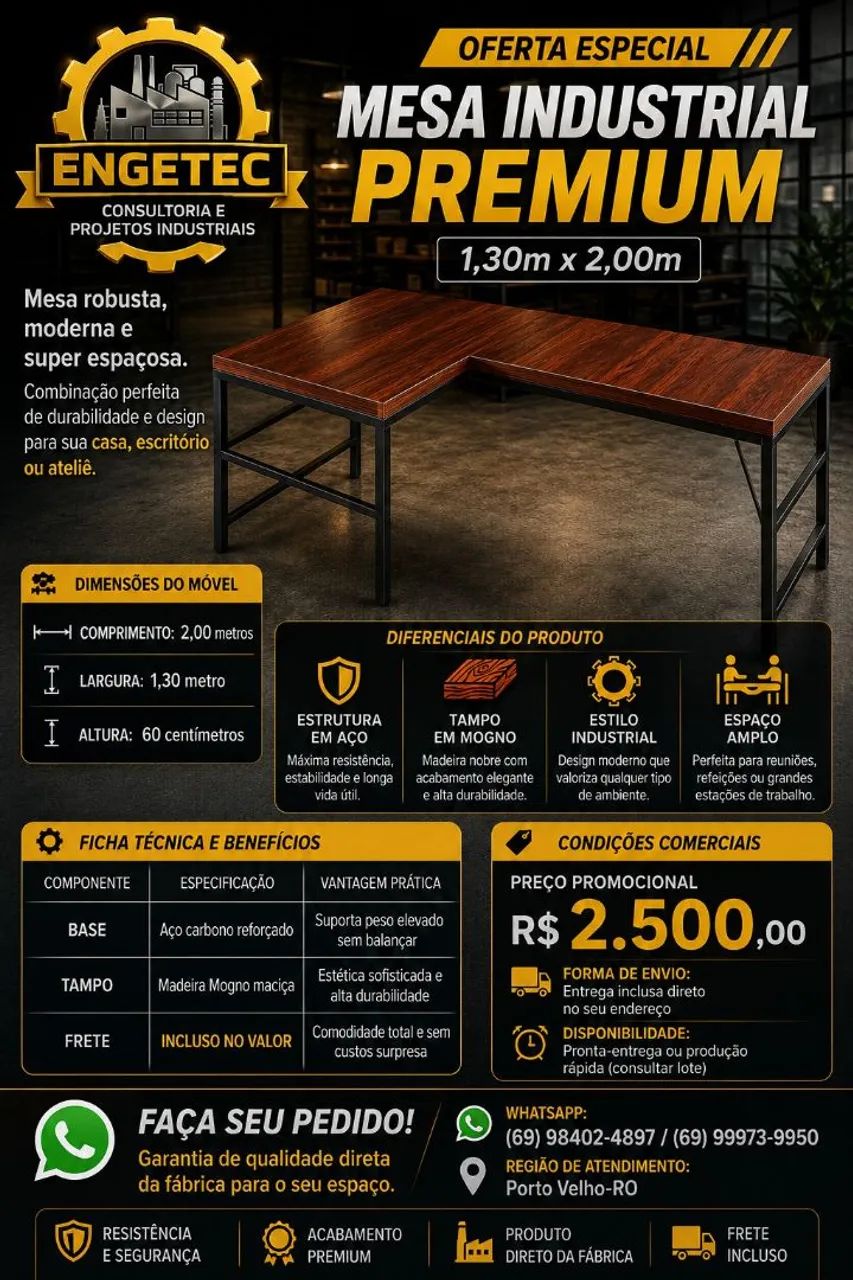Nichos e mesas industriais