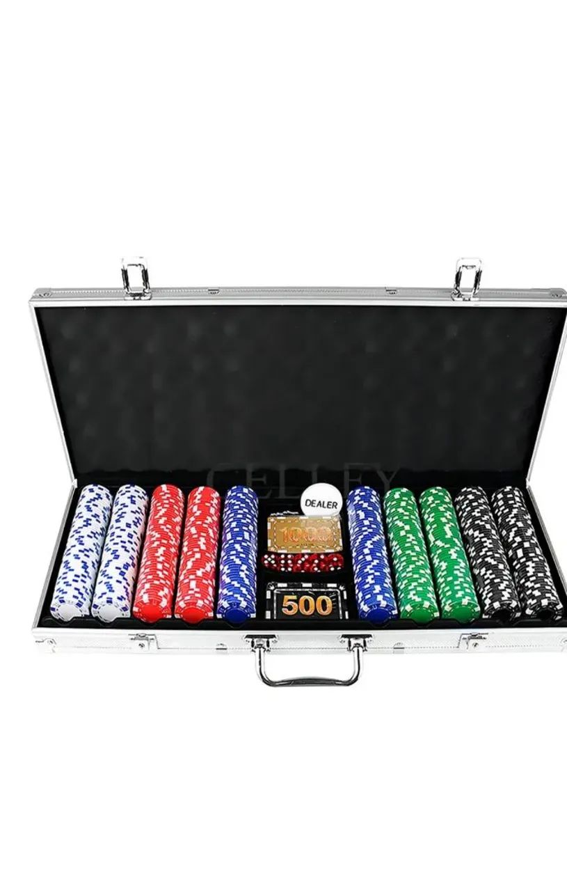 Maleta de Poker jogo com 500 fichas coloridas - Foto 3