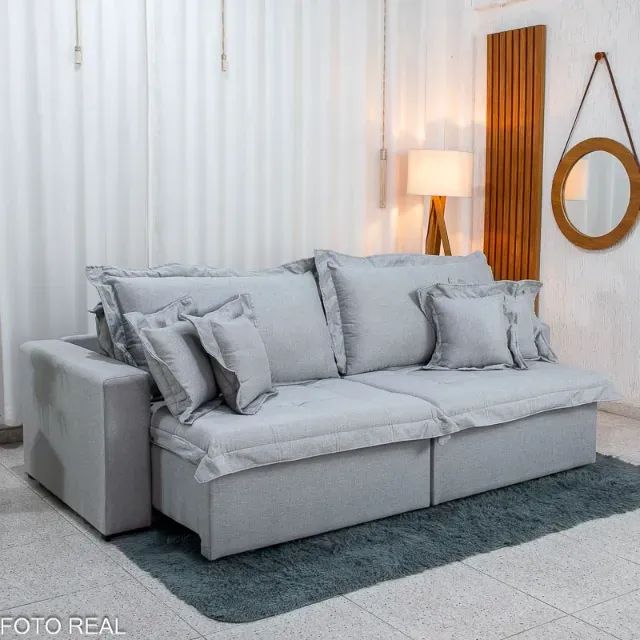 SOFÁ CAMA RETRÁTIL BOLT  2.40M LINHO  SEM CAIXA. PRONTA ENTREGA. - Foto 5