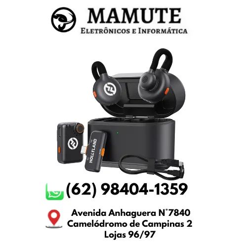Microfone Lapela Hollyland Lark M2S Combo iPhone/Câmera/Android/PC Cancelamento de Ruído