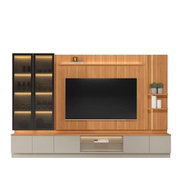 CONJUNTO RACK + PAINEL + 2 MODULO LATERAL + 2 MODULO CRISTALEIRA MAGNUM - Foto 5