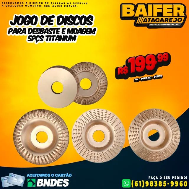 Jogo de discos Para Desbaste e Moagem 5Pçs Titanium