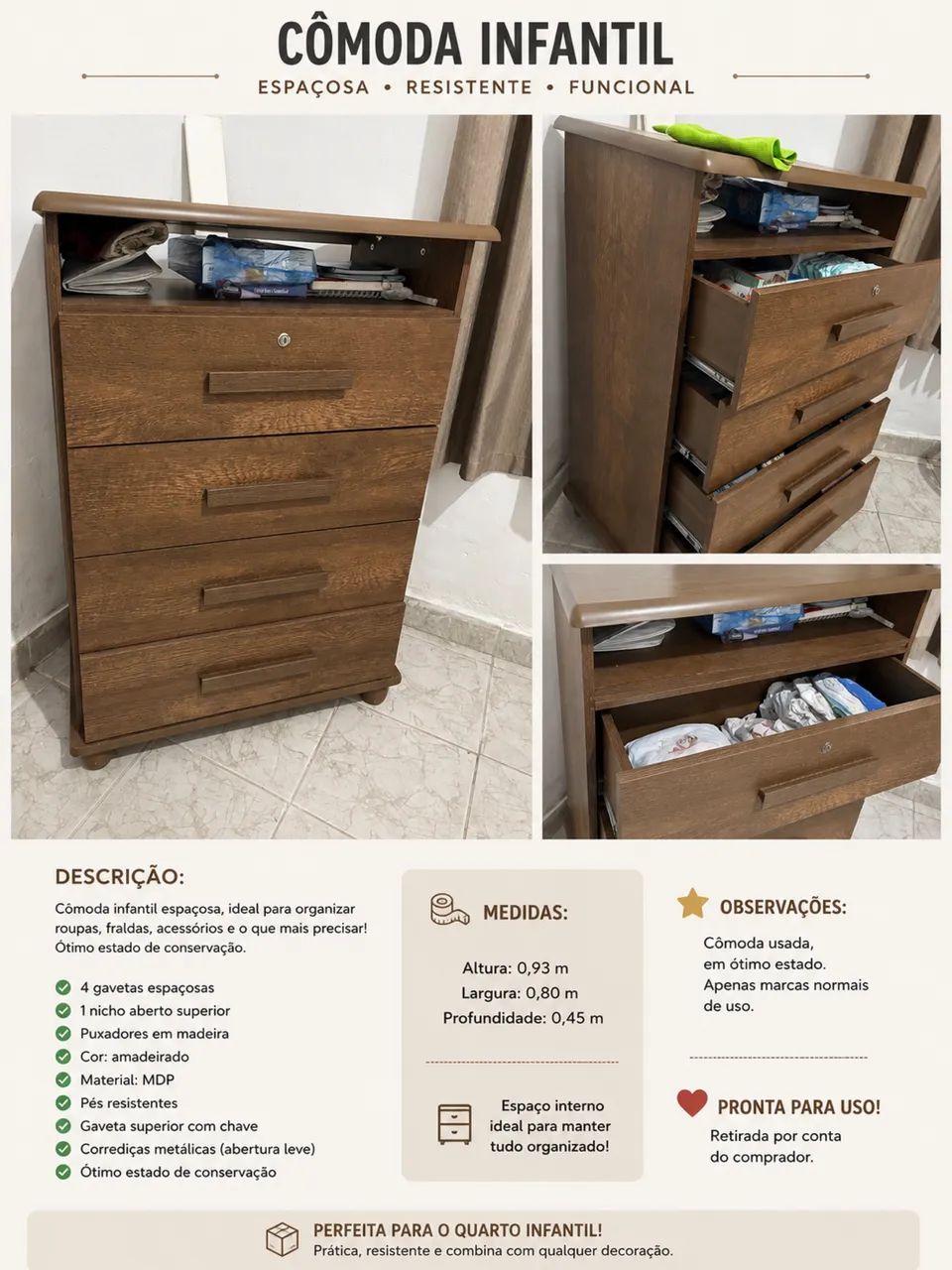 VENDO GUARDA-ROUPA E CÔMODA INFANTIL - Foto 2