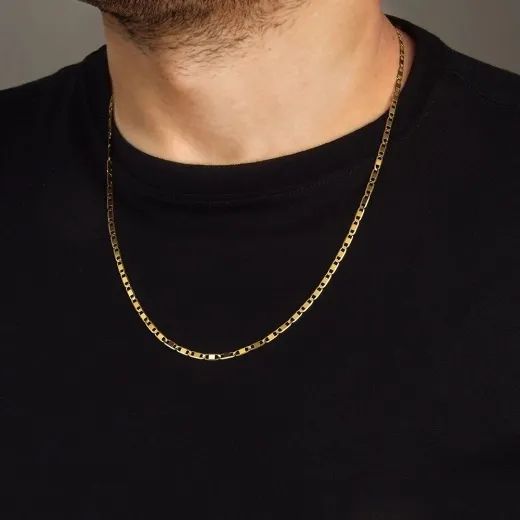 Corrente Italiana Piastrine Diamantada em Ouro 18k (NOVA)  Peso Aproximado 11.5 Gramas   